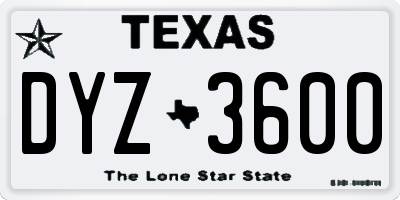 TX license plate DYZ3600