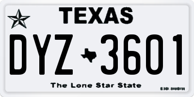 TX license plate DYZ3601