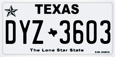TX license plate DYZ3603