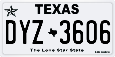 TX license plate DYZ3606