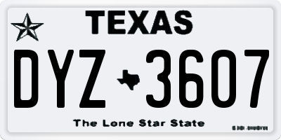 TX license plate DYZ3607