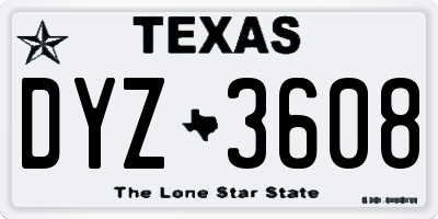 TX license plate DYZ3608