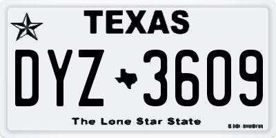 TX license plate DYZ3609