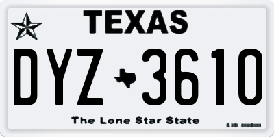 TX license plate DYZ3610