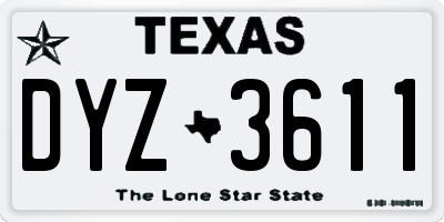 TX license plate DYZ3611
