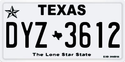 TX license plate DYZ3612