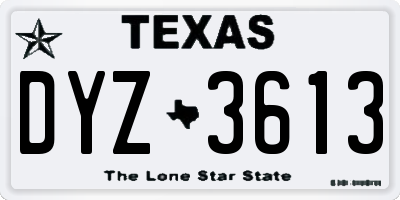 TX license plate DYZ3613