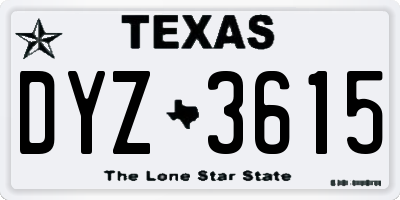 TX license plate DYZ3615