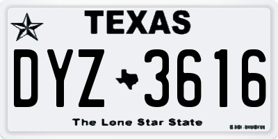 TX license plate DYZ3616