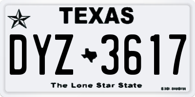 TX license plate DYZ3617