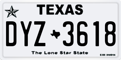 TX license plate DYZ3618
