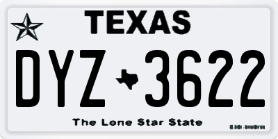 TX license plate DYZ3622