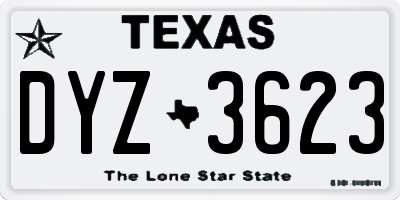 TX license plate DYZ3623