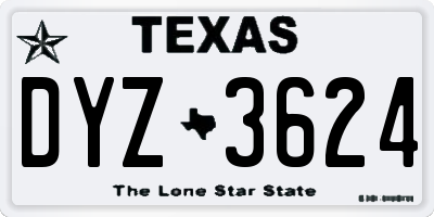 TX license plate DYZ3624