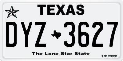 TX license plate DYZ3627