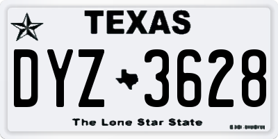 TX license plate DYZ3628