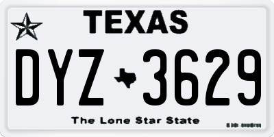 TX license plate DYZ3629