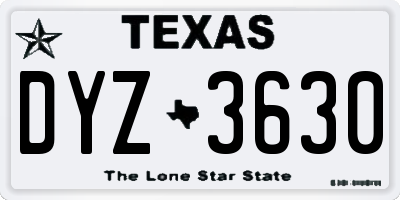 TX license plate DYZ3630