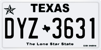 TX license plate DYZ3631