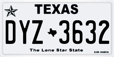 TX license plate DYZ3632