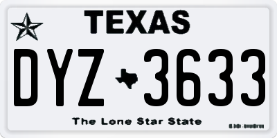 TX license plate DYZ3633