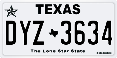 TX license plate DYZ3634