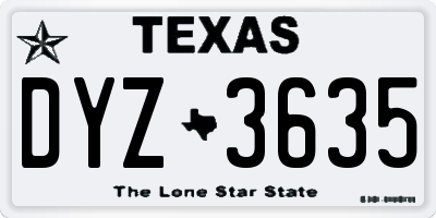 TX license plate DYZ3635
