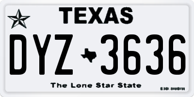 TX license plate DYZ3636