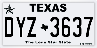 TX license plate DYZ3637