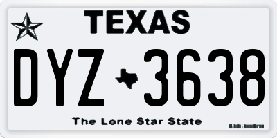 TX license plate DYZ3638