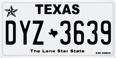 TX license plate DYZ3639
