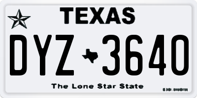 TX license plate DYZ3640