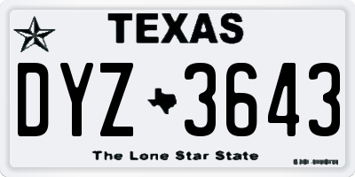 TX license plate DYZ3643