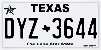 TX license plate DYZ3644