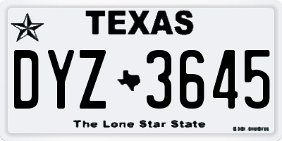 TX license plate DYZ3645