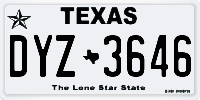 TX license plate DYZ3646