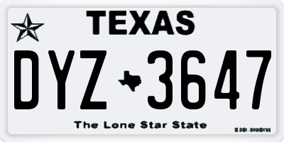 TX license plate DYZ3647