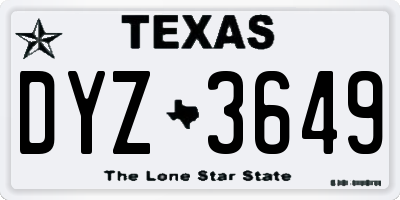 TX license plate DYZ3649