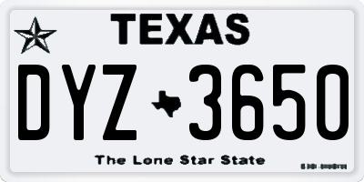 TX license plate DYZ3650