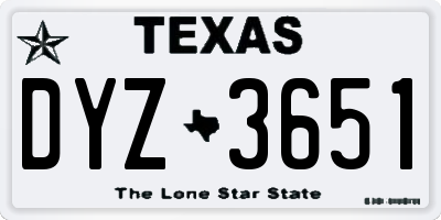 TX license plate DYZ3651