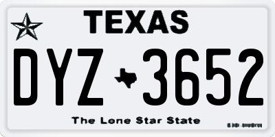 TX license plate DYZ3652