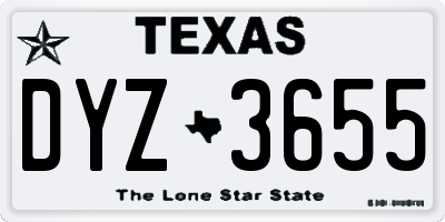 TX license plate DYZ3655