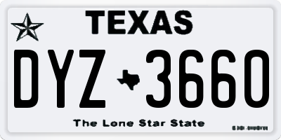 TX license plate DYZ3660
