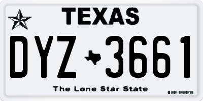 TX license plate DYZ3661