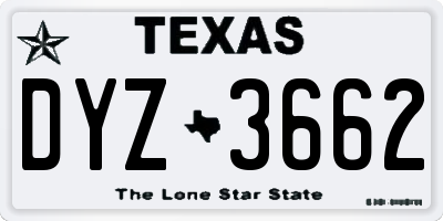 TX license plate DYZ3662