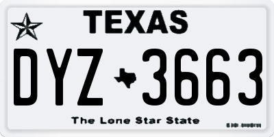 TX license plate DYZ3663