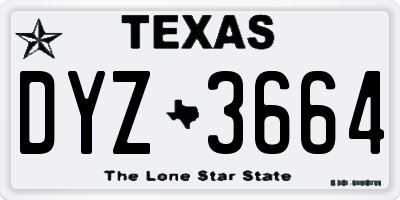 TX license plate DYZ3664