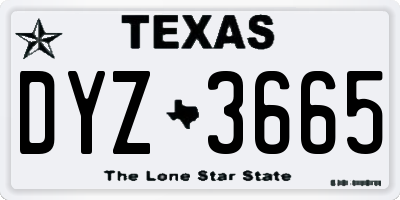 TX license plate DYZ3665
