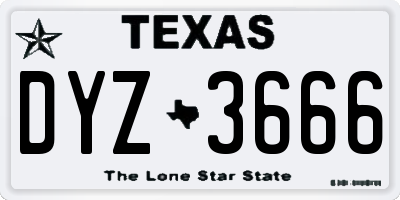 TX license plate DYZ3666