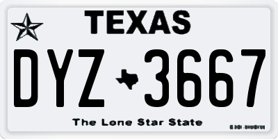 TX license plate DYZ3667